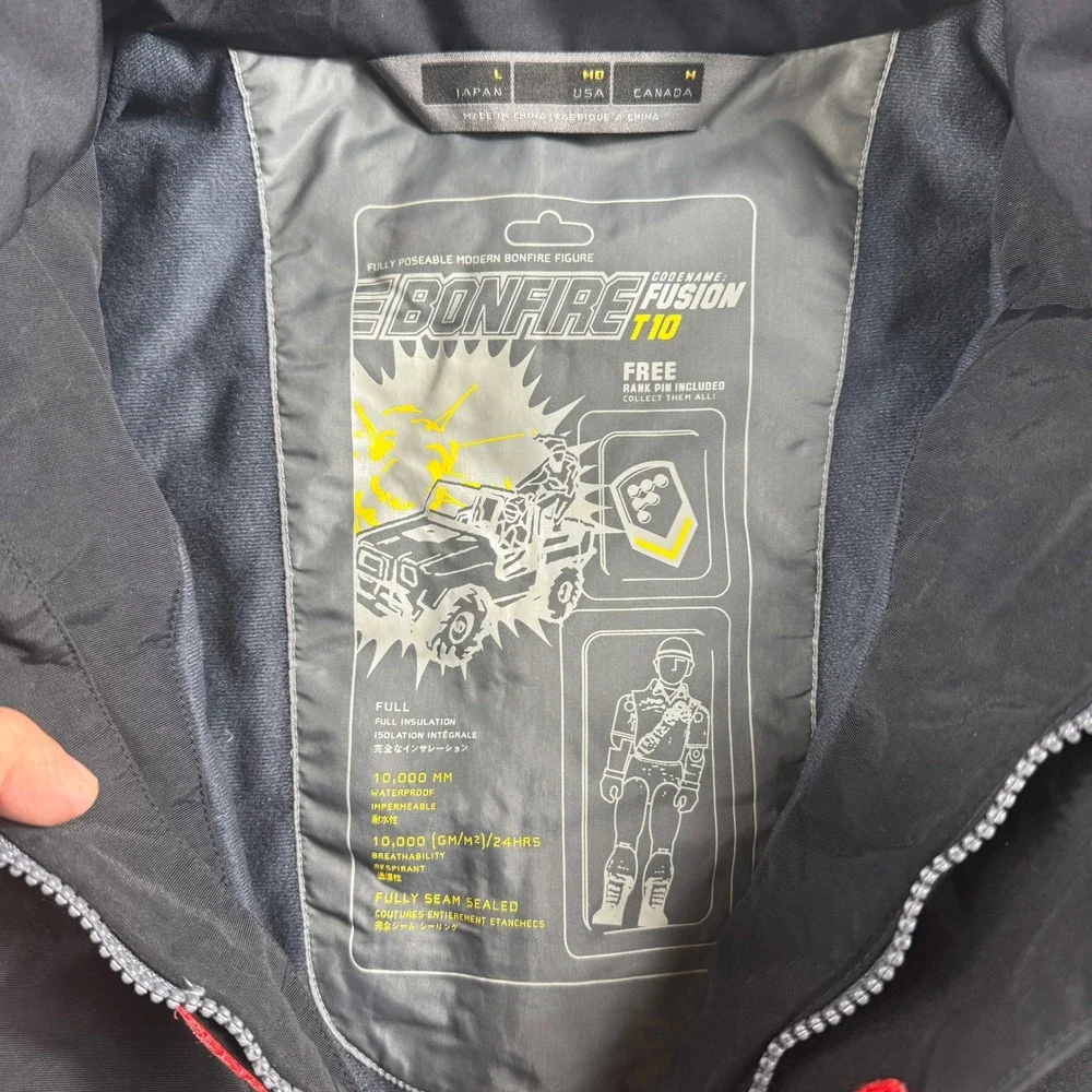 Bonfire Fusion T10 Snowboard Jacket Mens MD Black Hooded Waterproof Ski Coat